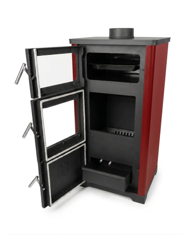 CALD. INTERIOR A LEÑA UNICLIMA RUSTIK 25 PLUS ROJA