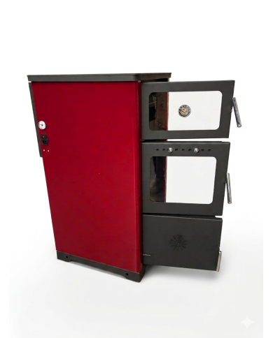 CALD. INTERIOR A LEÑA UNICLIMA RUSTIK 25 PLUS ROJA