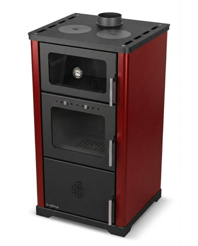 CALD. INTERIOR A LEÑA UNICLIMA RUSTIK 25 PLUS ROJA