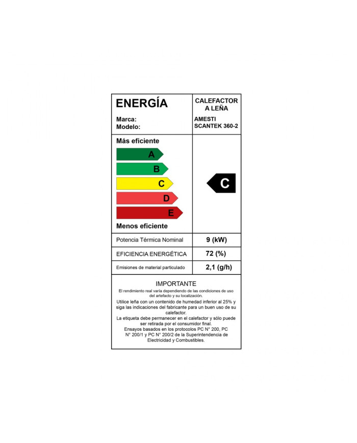 CALEFACTOR A LEÑA AMESTI/SCANTEK 380 NEGRO