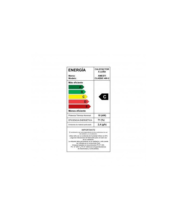 CALEFACTOR A LEÑA AMESTI/CLASSIC 400 BLANCO