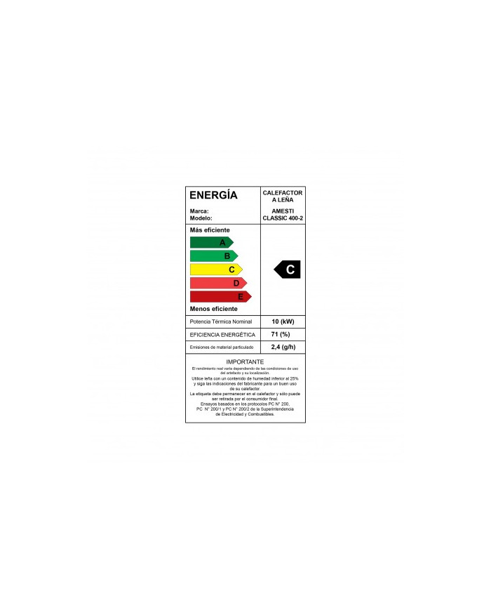 CALEFACTOR A LEÑA/AMESTI CLASSIC 400 NEGRO