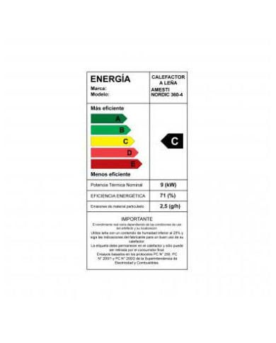 CALEFACTOR A LEÑA AMESTI/NORDIC 360 NEGRO