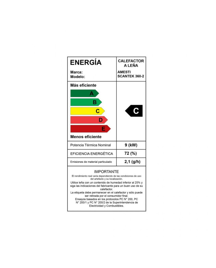 CALEFACTOR A LEÑA AMESTI/SCANTEK 360 NEGRO