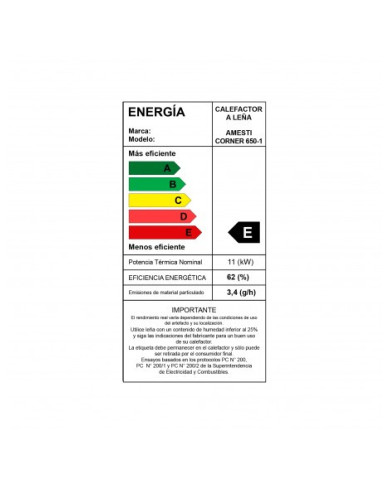 CALEFACTOR A LEÑA AMESTI/CORNER 650 NEGRO