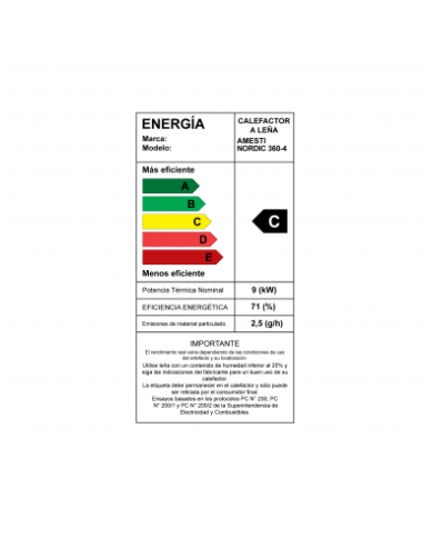 CALEFACTOR A LEÑA AMESTI/NORDIC 380 NEGRO