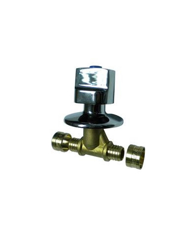 BAR LLAVE DE PASO PEX 20 CON TAPA CROMADA DZR