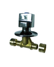 BAR LLAVE DE PASO PEX 20 CON TAPA CROMADA DZR