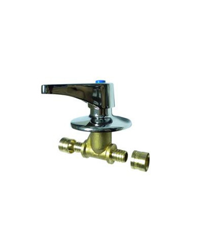 BAR LLAVE DE PASO PEX 16 CON TAPA CROMADA DZR