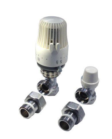 JGO. VALV  RAD TERMOST ANGULAR HI 1/2  + CABEZAL PEX 20MM
