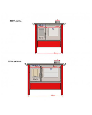 COCINA A LEÑA AMESTI/ALLEGRA COMB.LENTA ROJO