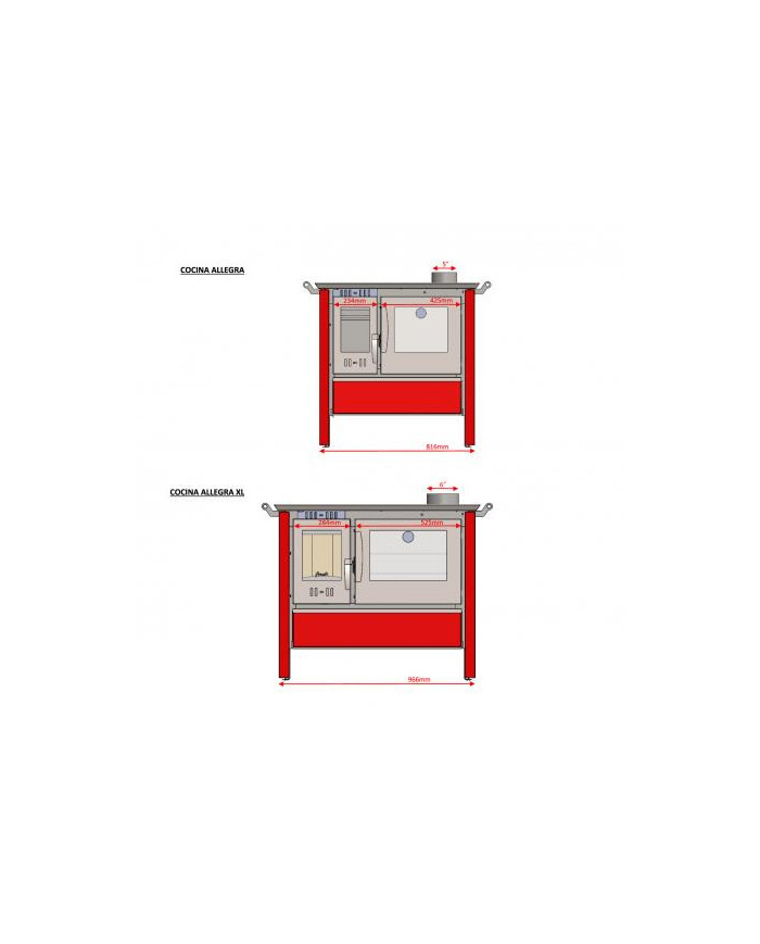 COCINA A LEÑA AMESTI/ALLEGRA XL. COMB.LENTA ROJO