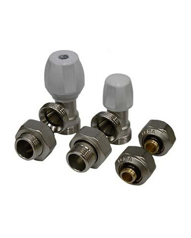 JGO. VALV  ANGULAR  +  CODO REGULACION PEX 20 C/ADAPTADORES 20