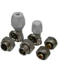 JGO. VALV  ANGULAR  +  CODO REGULACION PEX 20 C/ADAPTADORES 20