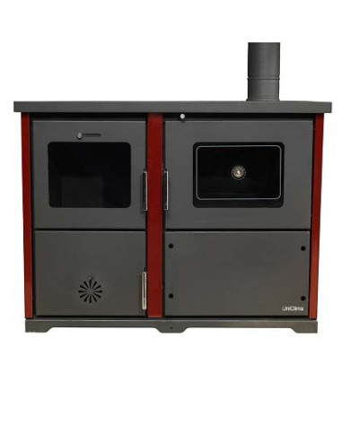 CALD. COCINA A LEÑA UNICLIMA NONNA PLUS ROJA  32KW